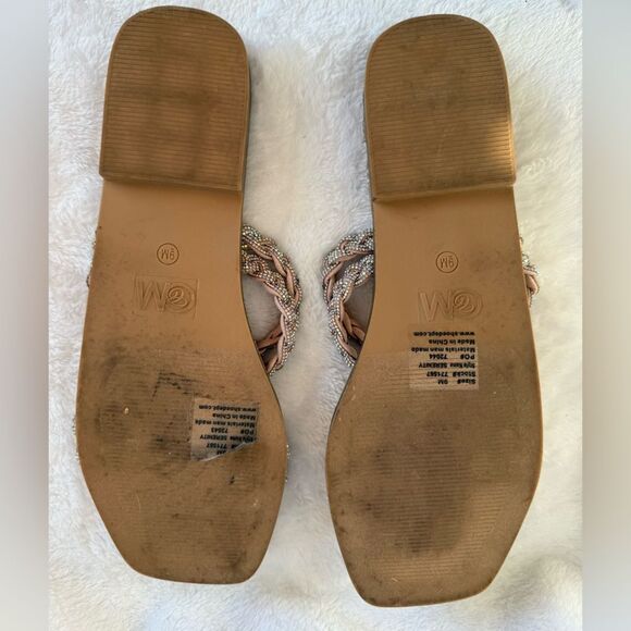 Women's Braided Sandals with Rhinestone Accents - Picture 2 of 3